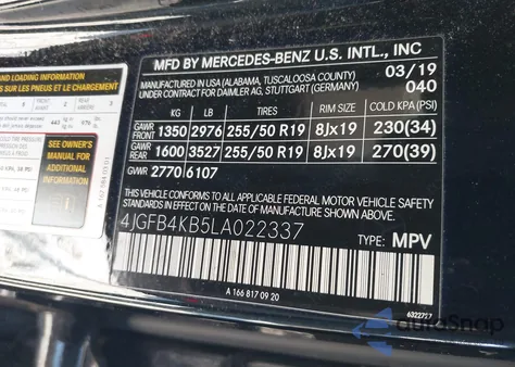 2020 Mercedes-Benz Gle 350 4Matic из США, поврежденный, VIN 4JGFB4KB5LA022337